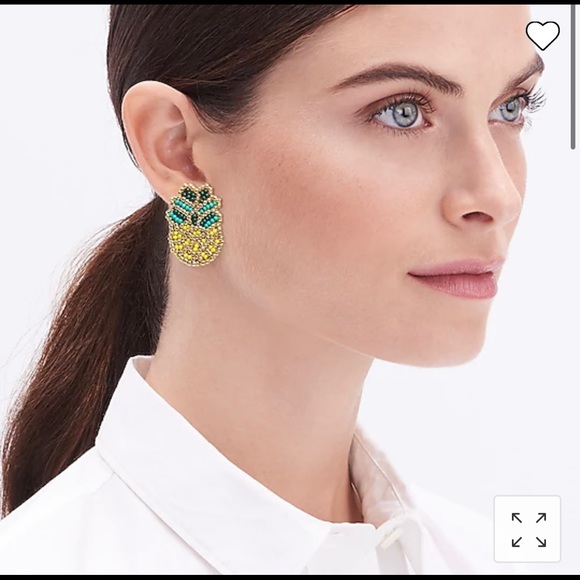 J.Crew Pineapple Beaded Statement Fashion Earrings - Picture 4 of 5